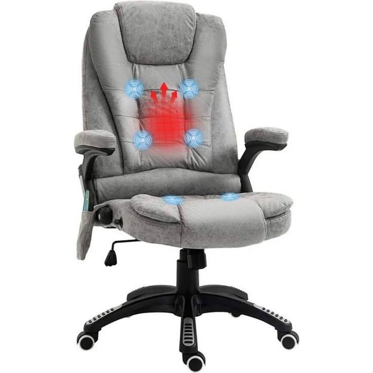 Vinsetto Schreibtischstuhl Bürostuhl mit Massagefunktion, Massagesessel mit Wärmefunktion (Massagesessel, 1 St), für Wohnbereich, Grau – Bild 4