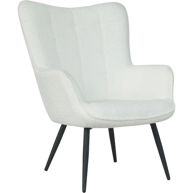 byLIVING Sessel Uta / Bouclé off white / Gestell schwarz pulverbeschichtet / Relaxsessel / Armlehnen-Sessel / B 72, H 97, T 80 cm