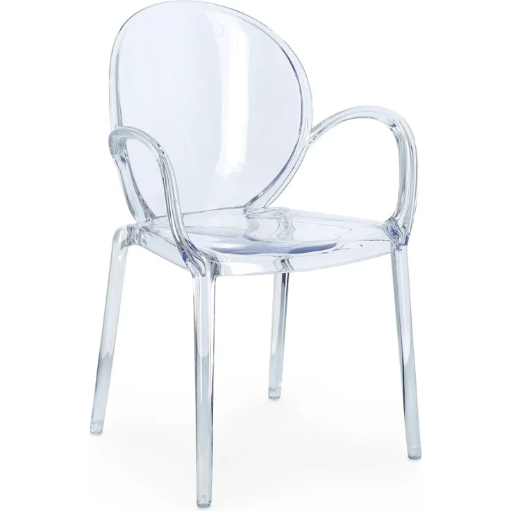 Gartenstuhl Allican 4er-Set aus Kunststoff, modern stapelbar mit Armlehne, transparent – Bild 1
