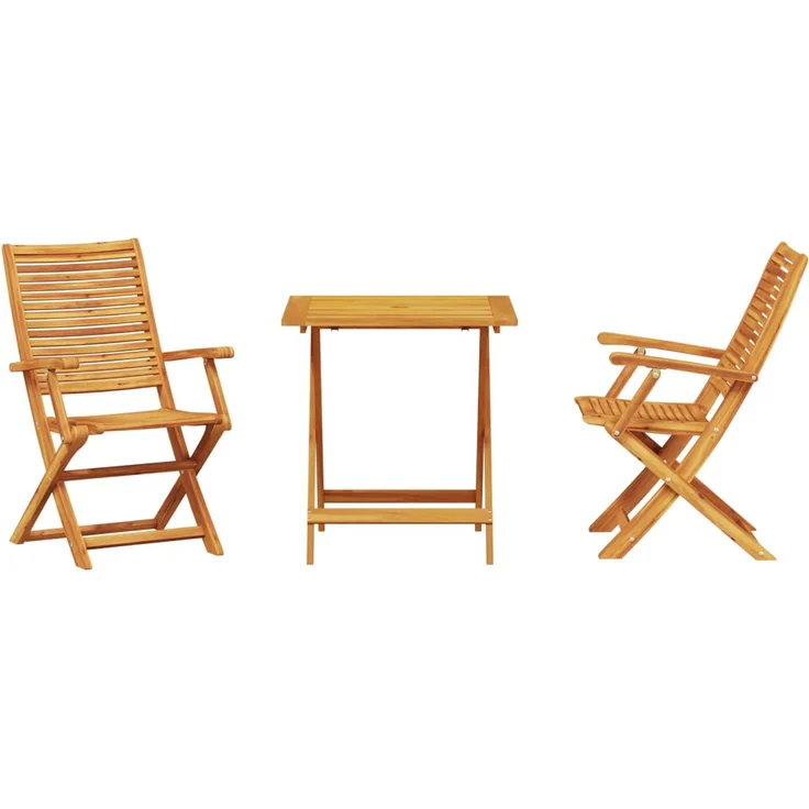 vidaXL Klapp Bistro Set 3 pcs Braun Massivholz Akazie 3375697 – Bild 4