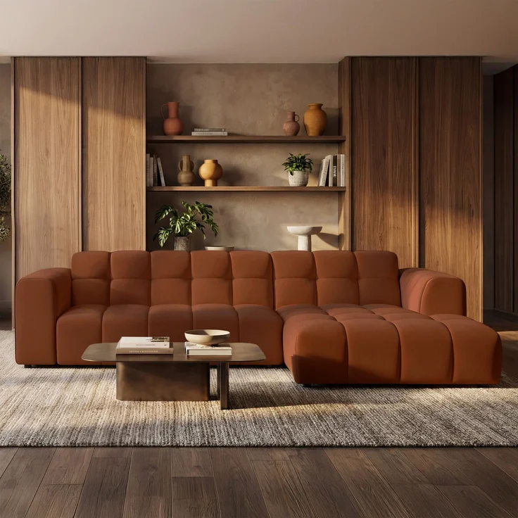 Selsey 'Boloon' Ecksofa L-Form, 3-Sitzer, rechts, Samt Kupfer, 300 cm – Bild 2