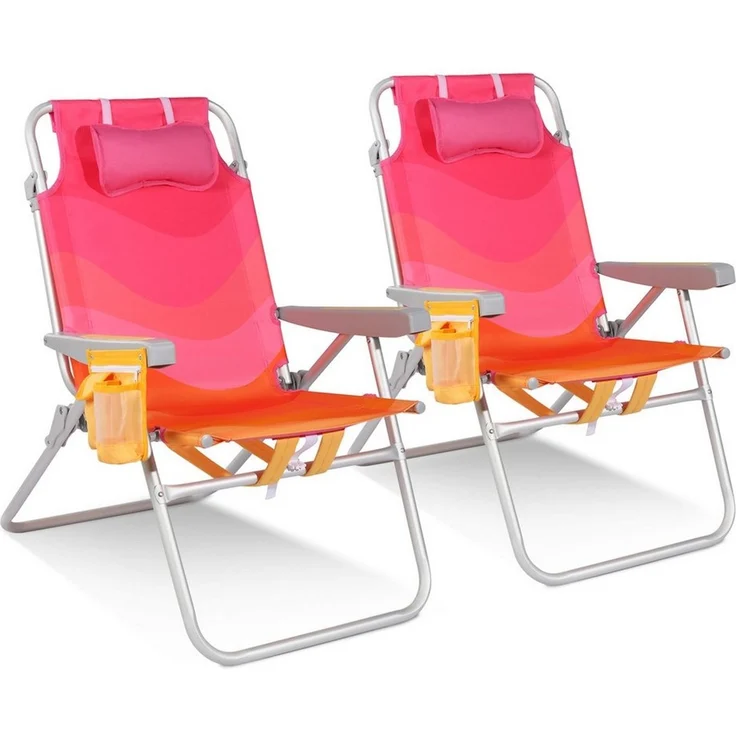 HOMECALL Klappstuhl Strandstuhl Leicht Klappbar Camping, 5-fach verstellbare Rückenlehne (Bis150KG Aluminiumrahmen, groBe Kuhitasche und Aufbewahrungstasche, 2 St), Seitentaschen, Kopfstütze, Schultergurten, Handtuchhalter – Bild 1