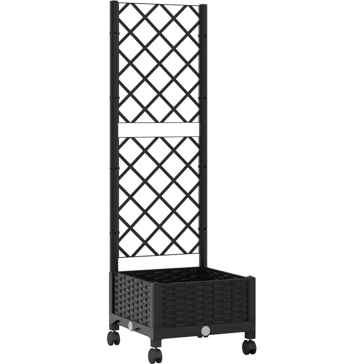 vidaXL Pflanzkübel mit Spalier und Rädern Schwarz 40 x 40 x 131,5 cm 3422915 – Bild 2