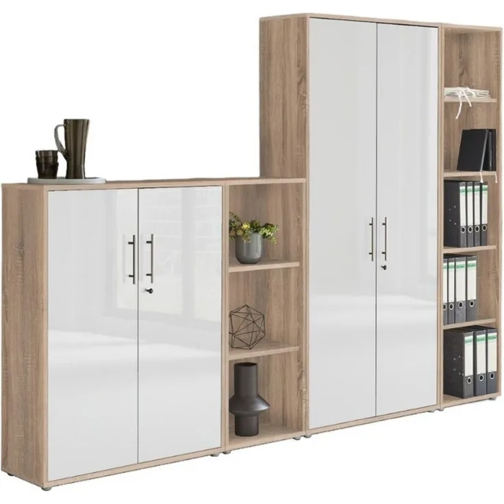 BMG Möbel Aktenschrank Office Edition 4 (Schrankwand Set, 4tlg) abschließbar, matt oder Hochglanz lackiert