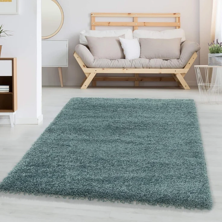 Carpetsale24 Shaggy Hochflor Teppich Wohnzimmer 300x400 cm Aqua Blau - Modern Flauschiger Teppich Extra Weich, Pflegeleicht und Einfarbig - Ideal als Teppich für Schlafzimmer, Esszimmer und Küche – Bild 1