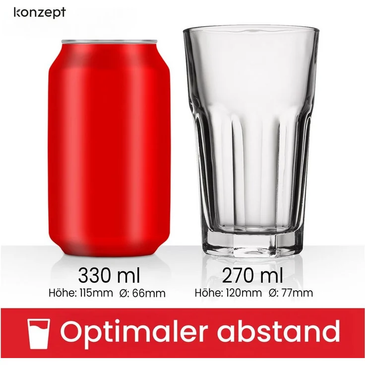 KONZEPT Gläser-Set 270ml, Ideal als Trinkgläser, Wassergläser, Saftgläser, Cocktailgläser, 6-tlg, 6/12 tlg. für Latte Macchiato, Wasser, Saft & Cocktails – Bild 2