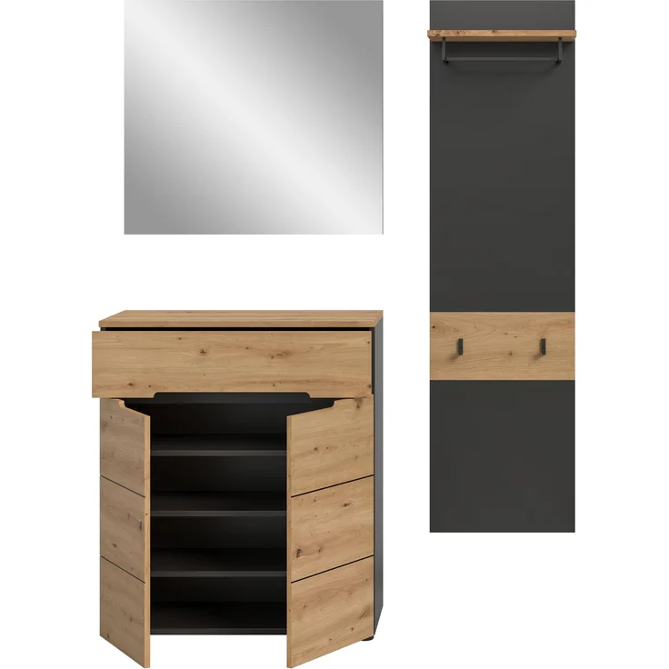 Garderobenkombination (B/H/T: 140x190x37 cm) in Artisan Nachbildung – Bild 3