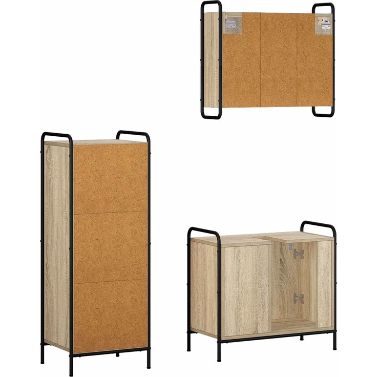 vidaXL Badezimmerschrank-Set 3 stk. Sonoma-Eiche 40 x 36 x 109,5 cm 3444532 – Bild 7