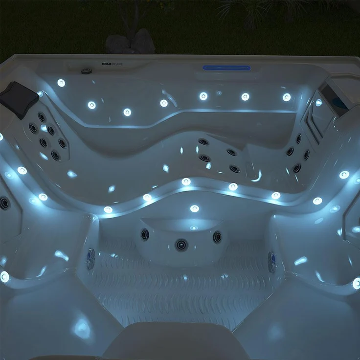 HOME DELUXE Outdoor Whirlpool mit Treppe und Thermoabdeckung STREAM BIG - 207 x 207 cm für 5 Personen – Bild 9