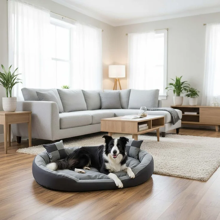 Hossis Wholesale Hundebett Grau Größe L 110 x 80 x 20 cm | Kuscheliges Hundesofa mit Wendekissen | Waschbar & abwischbar | Bequemes Hundekörbchen mit Zierkissen | Ideal für große Hunde – Bild 6
