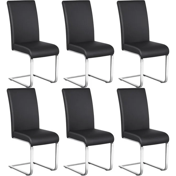 Yaheetech Esszimmerstuhl 2/4/6-er Küchenstuhl (6 St), Schwinger Polsterstuhl mit Ergonomischer Rückenlehne & Metallbeine – Bild 4