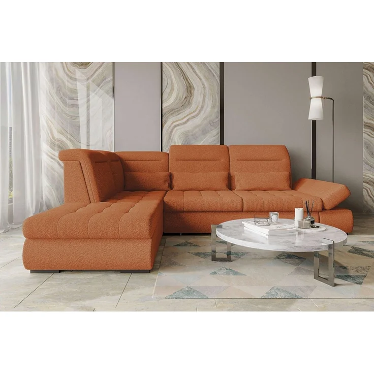 99rooms Ecksofa Toscana, Sofa L-Form, Eckcouch, Bettfunktion, Rundumbezug aus gepolstertem Strukturstoff NEVE – Bild 1