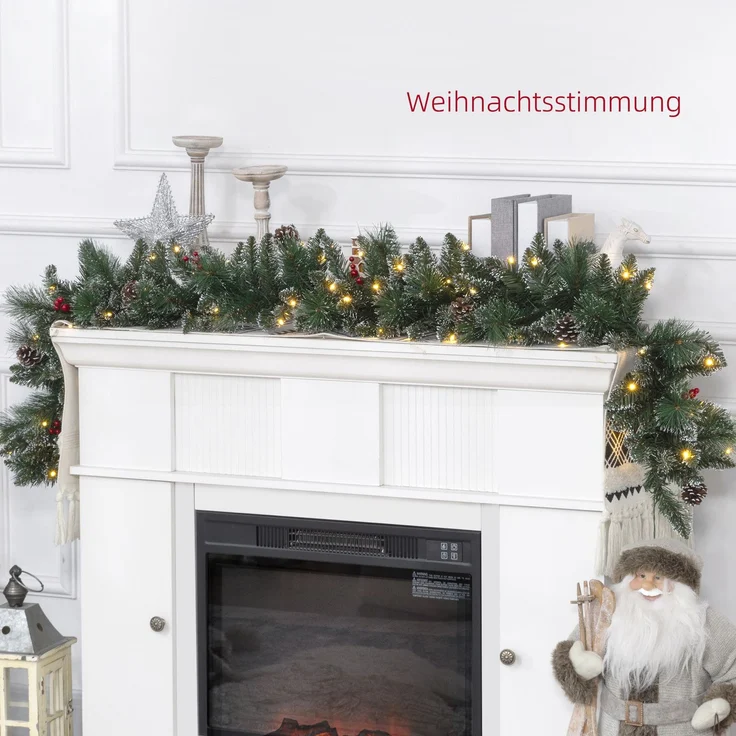 HOMCOM Weihnachtsgirlande, Kunststoff, Metall, Grün, 180L x 30B x 30H cm – Bild 4