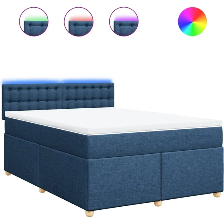 vidaXL Boxspringbett mit Matratze Blau 140x190 cm Stoff 3288995 – Bild 2