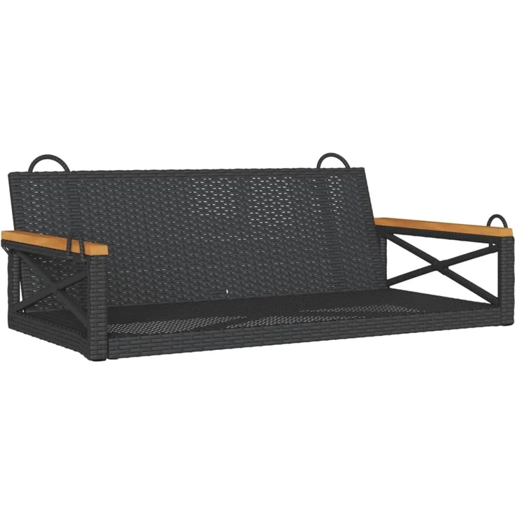 vidaXL Hängebank Schwarz 109x62x40 cm Poly Rattan 368152 – Bild 2