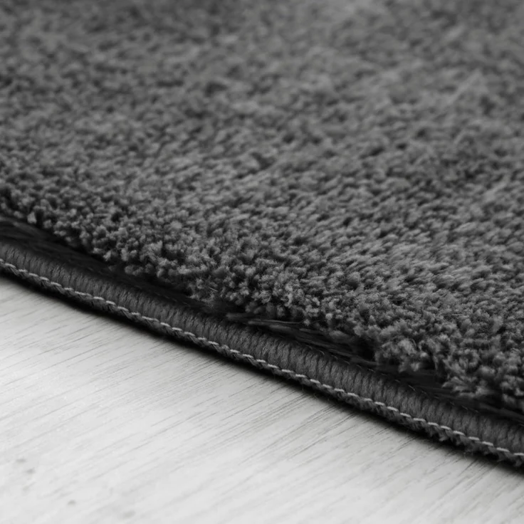 Paco Home Waschbarer Teppich Wohnzimmer Schlafzimmer Kurzflor rutschfest Flauschig Weich Moderne Einfarbige Muster, Grösse:100x200 cm, Farbe:Anthrazit – Bild 3