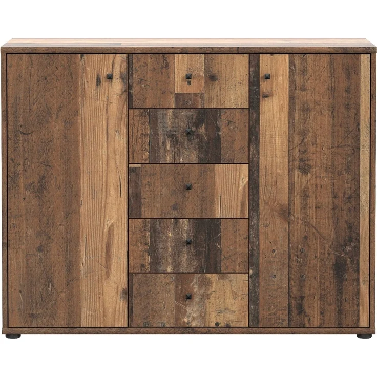 Sideboard >TEMPRA2< 2 Türen, 5 Schübe, Old-Wood Vintage Dekor - 108,8x85,5x34,8cm (BxHxT) – Bild 3