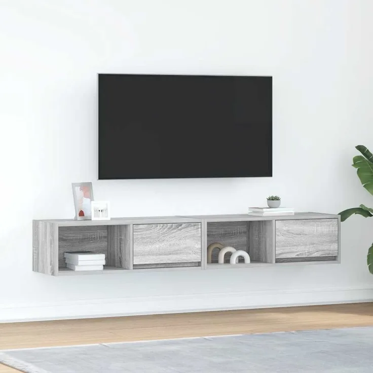 2 pcs TV-Schrank, Lowboard Grau Sonoma 80x31x25,5 cm Holzwerkstoff