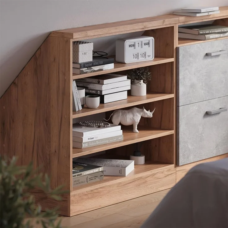 Küchenschrank für Dachschrägen R-Line Goldkraft Eiche 80 cm mit 4 Fächern Vicco – Bild 5
