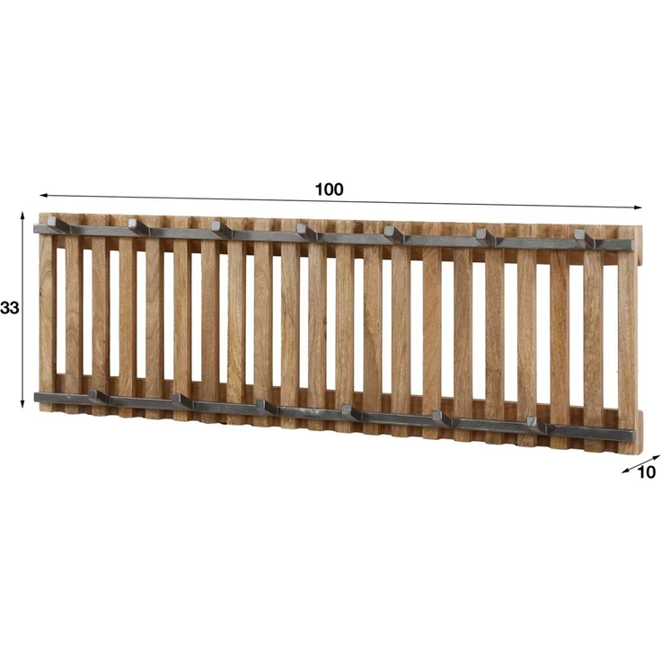 Garderobe Tamil Mangoholz massiv, modernes Latten-Design, braun, 13 Haken, Wandmontage – Bild 2