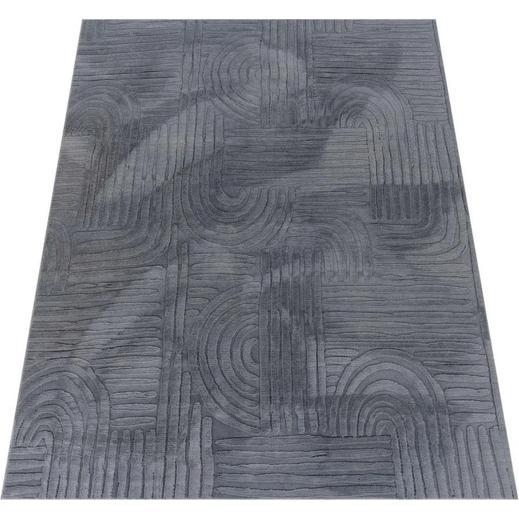 TaraCarpet Teppich Taipe-Onda Hasenfell extra weich Hoch-Tief-Struktur, rechteckig, Höhe: 13 mm, Hasenfell Fliese anthrazit Wohnzimmer Schlafzimmer Esszimmer 60X110 – Bild 3