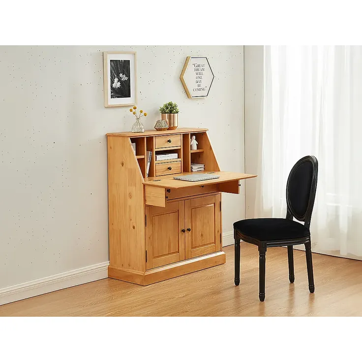 Vente-unique - Sekretär - MDF & Kiefernholz - Eichefarben - CLEORE