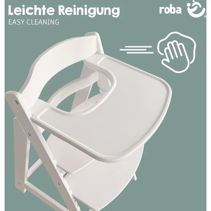 roba Plastikessbrett - Erweiterung & Zubehör für Hochstuhl Sit Up Flex, Liv Up & Born Up - Kompatibel mit Gurtsystem und Hochstuhlauflagen - Schnelle Klickbefestigung - Einfache Reinigung - Weiß – Bild 8