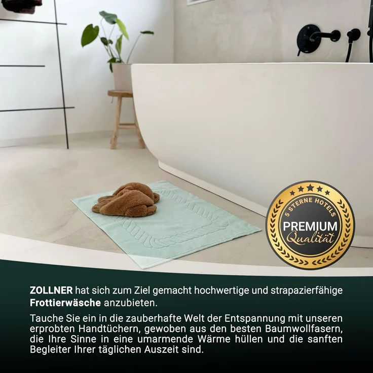 ZOLLNER 2er-Set Badematten, Baumwolle, 50x70 cm, 740g/qm, mint – Bild 5