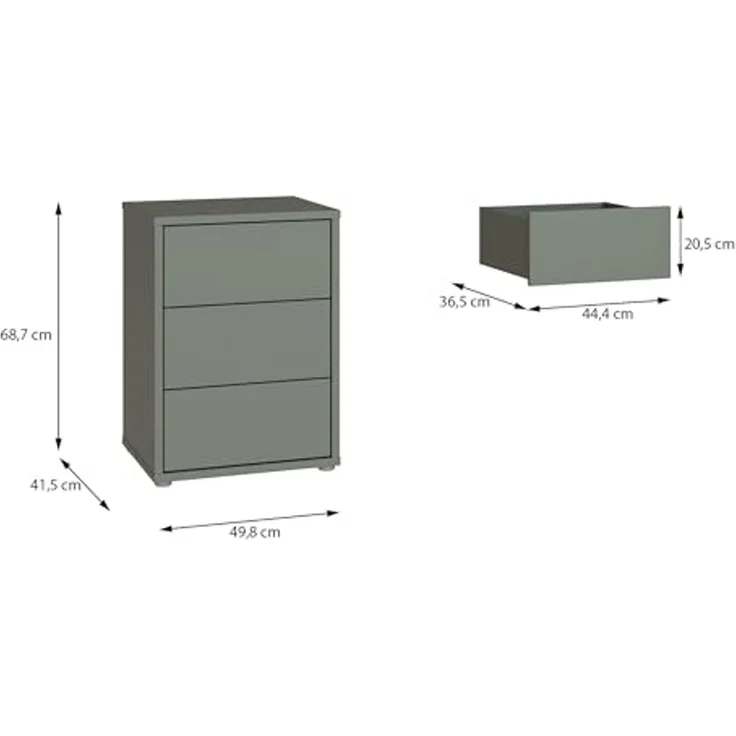 FORTE Nachtkommode Alice Springs, Schubkästen mit Vollauszug, Push to Open – Bild 5