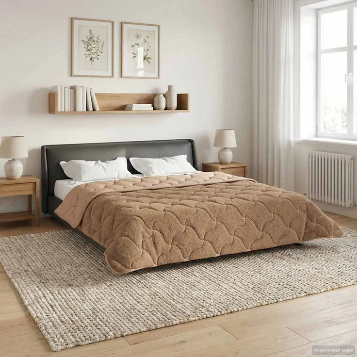 vidaXL Winterbettdecke Taupe 240 x 260 cm Mikrofaser und Teddy-Fleece 42026360 – Bild 4