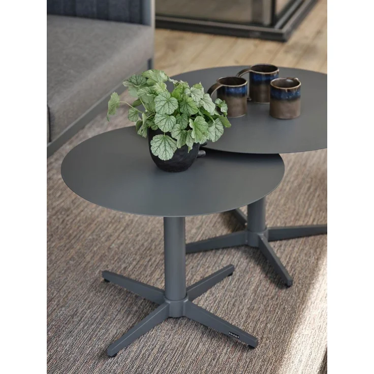 Gartencouchtisch Mill aus Aluminium, modern rund mit Mittelfuß, anthrazit, Ø 60 cm – Bild 2