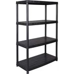 KREHER Kunststoff Steckregal 18" mit 4 Böden und hoher Tragkraft in Schwarz