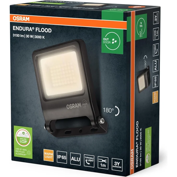 Osram Außenleuchte Endura Flood 30W PCR dunkelgrau warmweiß – Bild 2