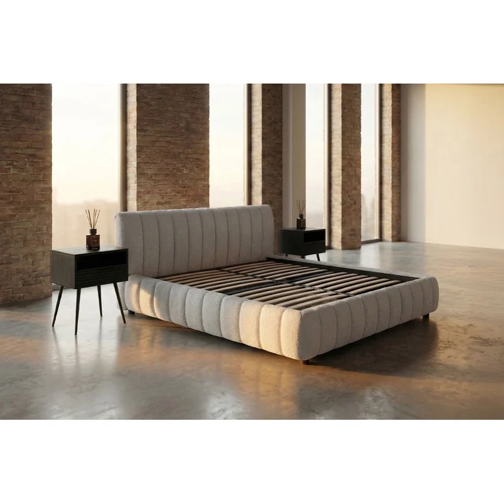 KAWOLA Bett ALIOTTA Polsterbett Stoff grau 160x200 cm mit Lattenrost – Bild 2