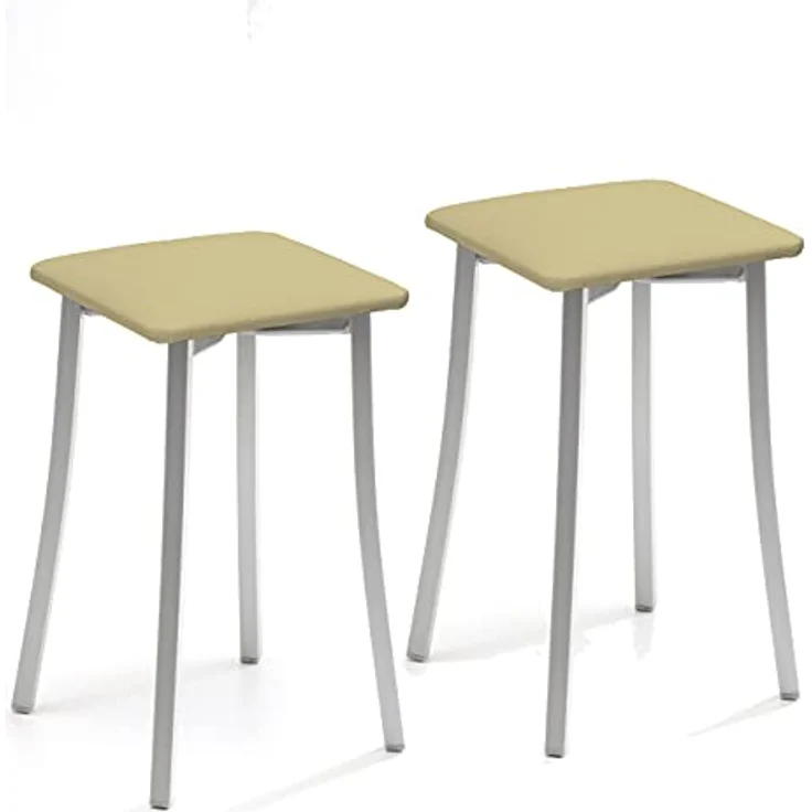ASTIMESA Zwei Küchenhocker, Design Kunstleder, beige, Sitzhöhe 45 cm (TABPIBE) – Bild 2