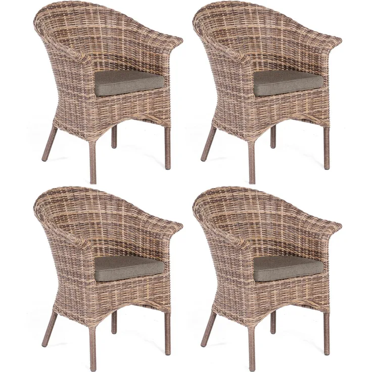 Sonnenpartner 4x Garten-Sessel Cayman Aluminium/Polyrattan nature-mix Gartenstuhl