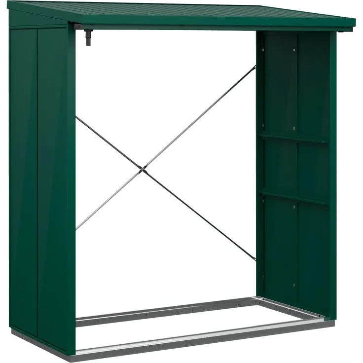 Hörmann Ecostar Metall Kaminholzregal Elegant Typ 2, moosgrün, 181 x 103 x 198 cm (T x B x H)