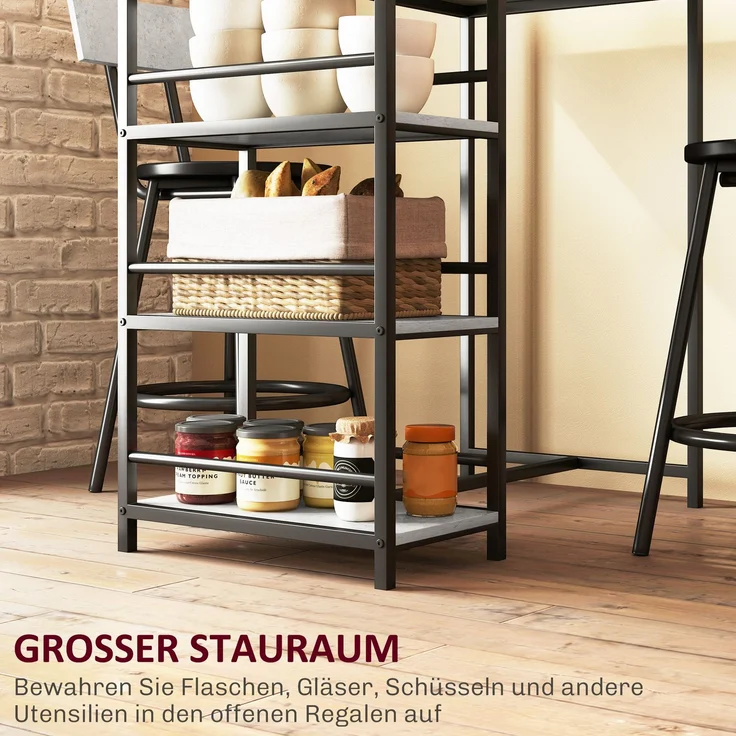 HOMCOM Bartisch Set, Stahl, MDF, Hellgrau, 90L x 50B x 90,5H cm – Bild 5