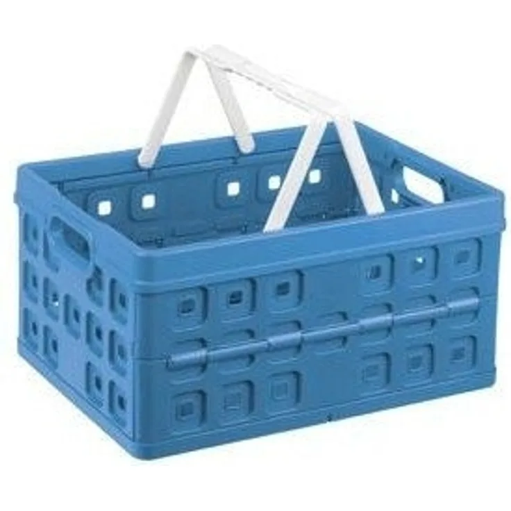 Sunware Klappbox Square 32 L blau/weiß Einkaufsbox Einkaufskorb mit Griffen