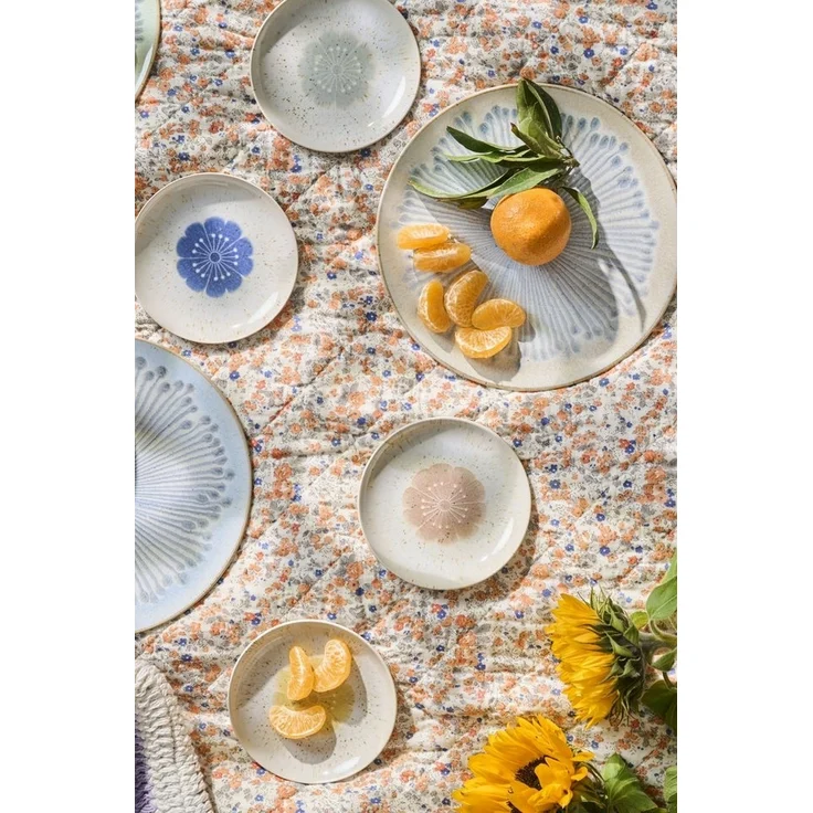 Ib Laursen Decke Quilt Tagesdecke Überwurf 180x130cm Blumen Orange Blau 07934-00 – Bild 2