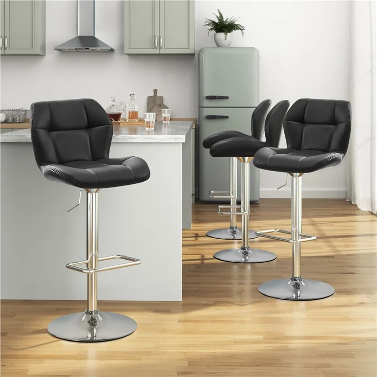 Yaheetech 2er-Set Barhocker mit Fußstütze, Drehbar & Höhenverstellbar, Schwarz – Bild 3