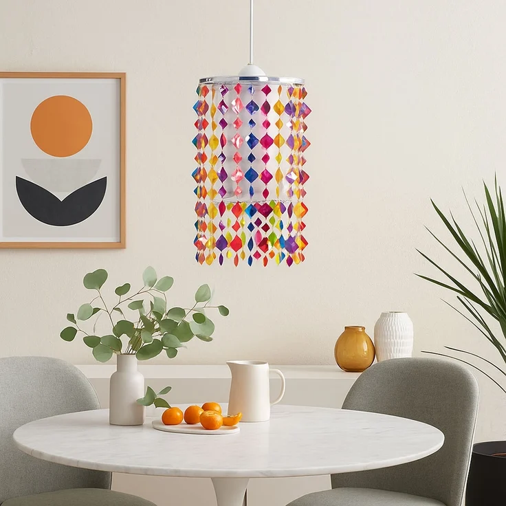 Hängeleuchte, Kristalle, bunt, Durchmesser 22,5 cm – Bild 5
