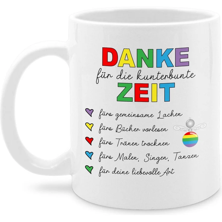 Shirtracer Tasse Danke für die kunterbunte Zeit, Abschiedsgeschenk Erzieherin, Erzieh, Keramik, Erzieher – Bild 1