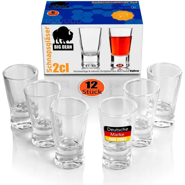 BigDean 12 Stück Schnapsgläser 2cl in Geschenkbox – hochwertige Shotgläser spülmaschinenfest - in Gastro Qualität – Bild 5