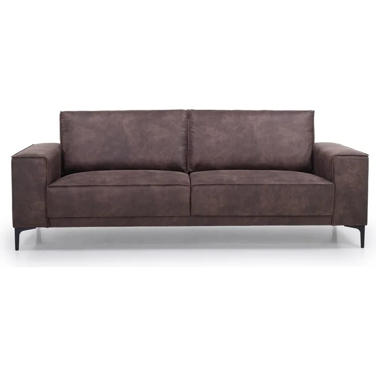 Places of Style 3-Sitzer 3er Sofa Oland, Struktur, Flachgewebe, Luxus-Microfaser, Boucle, 224 cm, Wellenunterfederung, Skandi-Design, Metallfüße