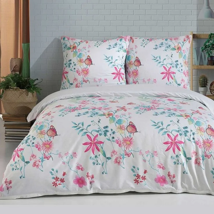 Buymax Bettwäsche Vilatis, Renforce: 100% Baumwolle, 3 teilig, Bettbezug-Set, 200x220 cm, mit Reißverschluss, Schmetterling Weiß Rosa – Bild 4
