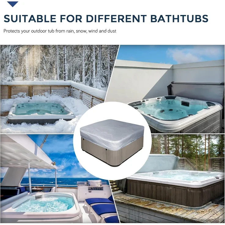 Whirlpool Cover quadratisch 231 × 231 × 30 cm Graue wasserdichte Spa Schutzhülle, UV-fest, Outdoor Hot-Tub Abdeckung – Bild 6