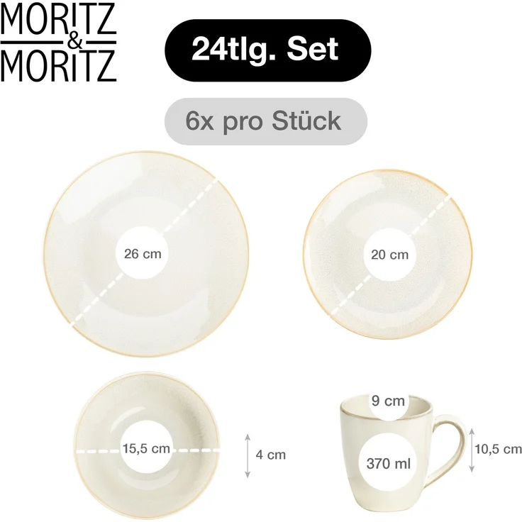 Moritz & Moritz SENSE beige Geschirrset 24 stk. – Bild 2