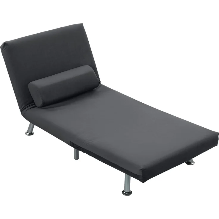 MELAYR, Klappsessel mit Bettfunktion, klappbarer Relaxsessel in Samtoptik, 75 x 70 x 75 cm, Dunkelgrau – Bild 2