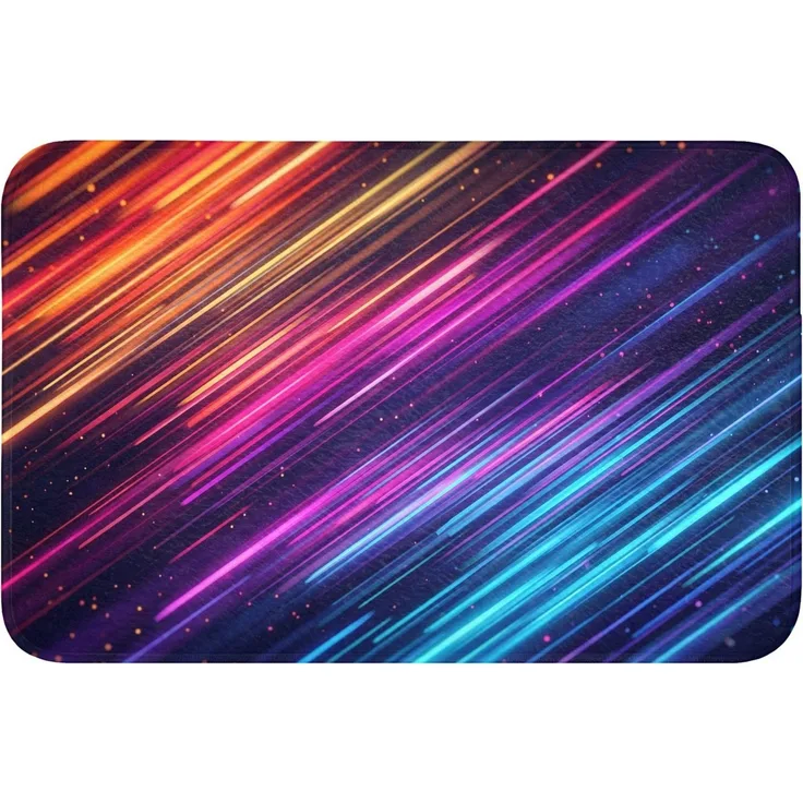 OnlyWow Badematte Geschwindigkeit - Kosmos - Farbenfroh, Höhe 10 mm, Polyester, Rechteckig, Badezimmerteppich, Badteppich, Rutschfest, Badvorleger, Waschbar